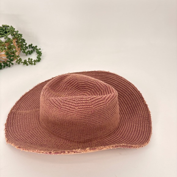 Free People Dylan Distressed Straw Cowboy Hat Beach‎ Sun Hat Boho - Picture 4 of 10